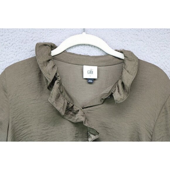 Cabi Long Sleeve Button-Up Ruffle Blouse-Small-Silky-Business-Office - Picture 5 of 11